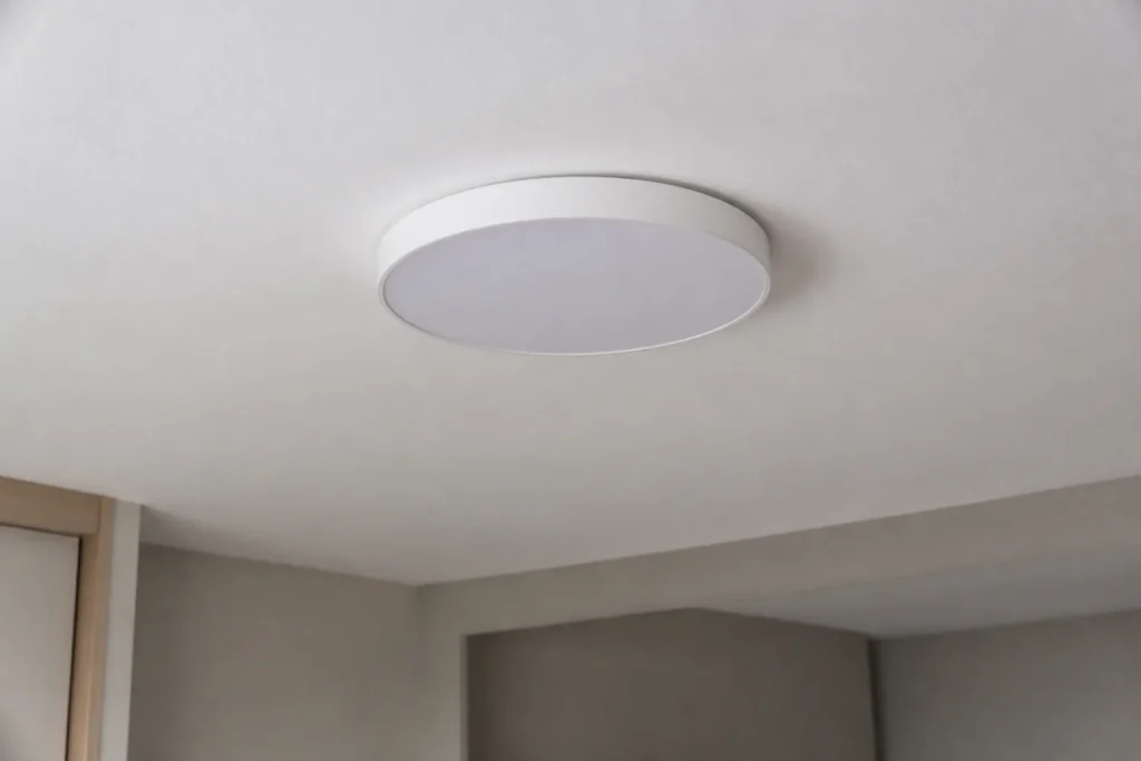 Plafonnier LED rond blanc fixe au plafond
